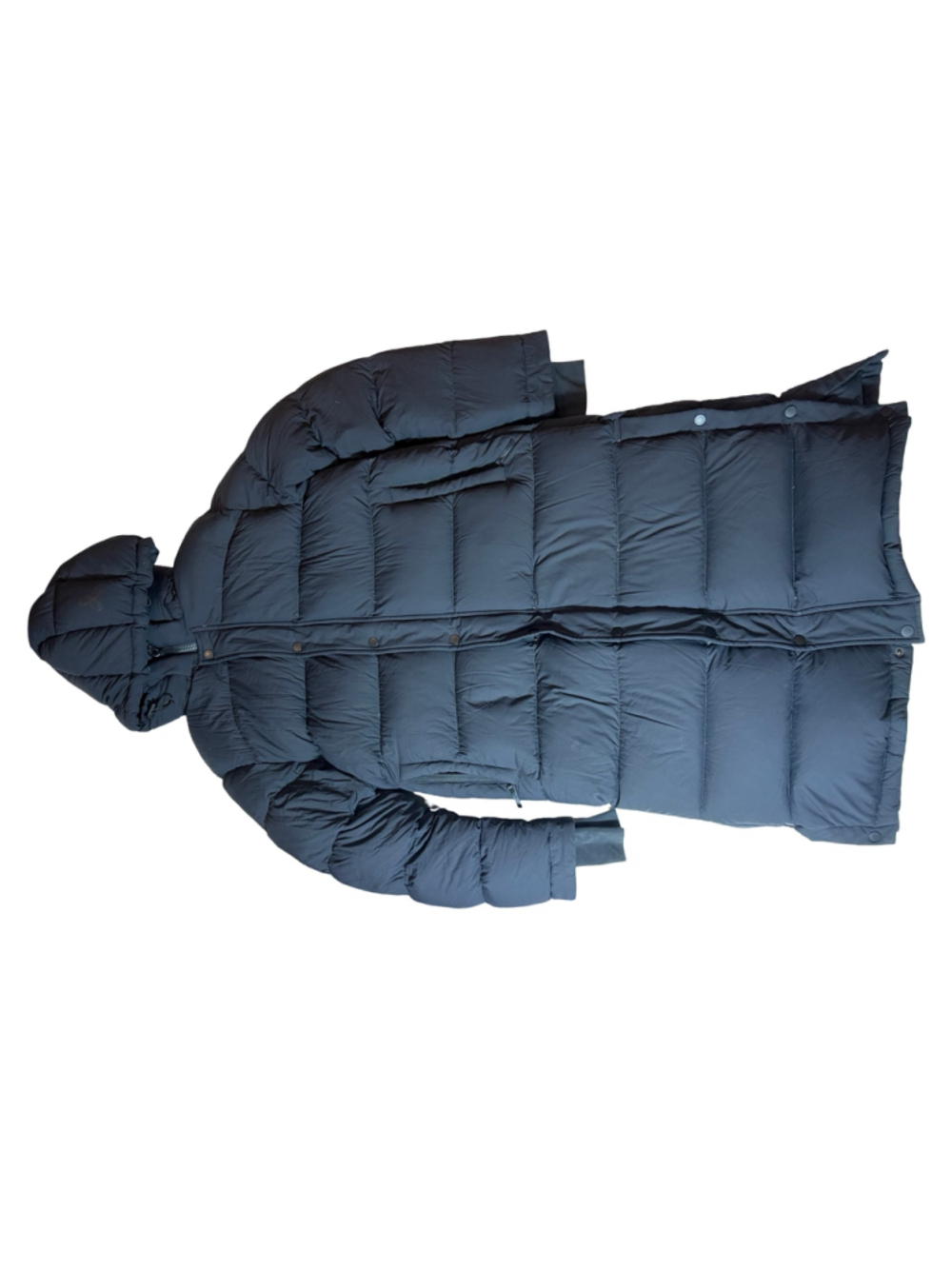 TNA The Super Puff Long Women’s Small Black Down Puffer Hooded Parka Coat